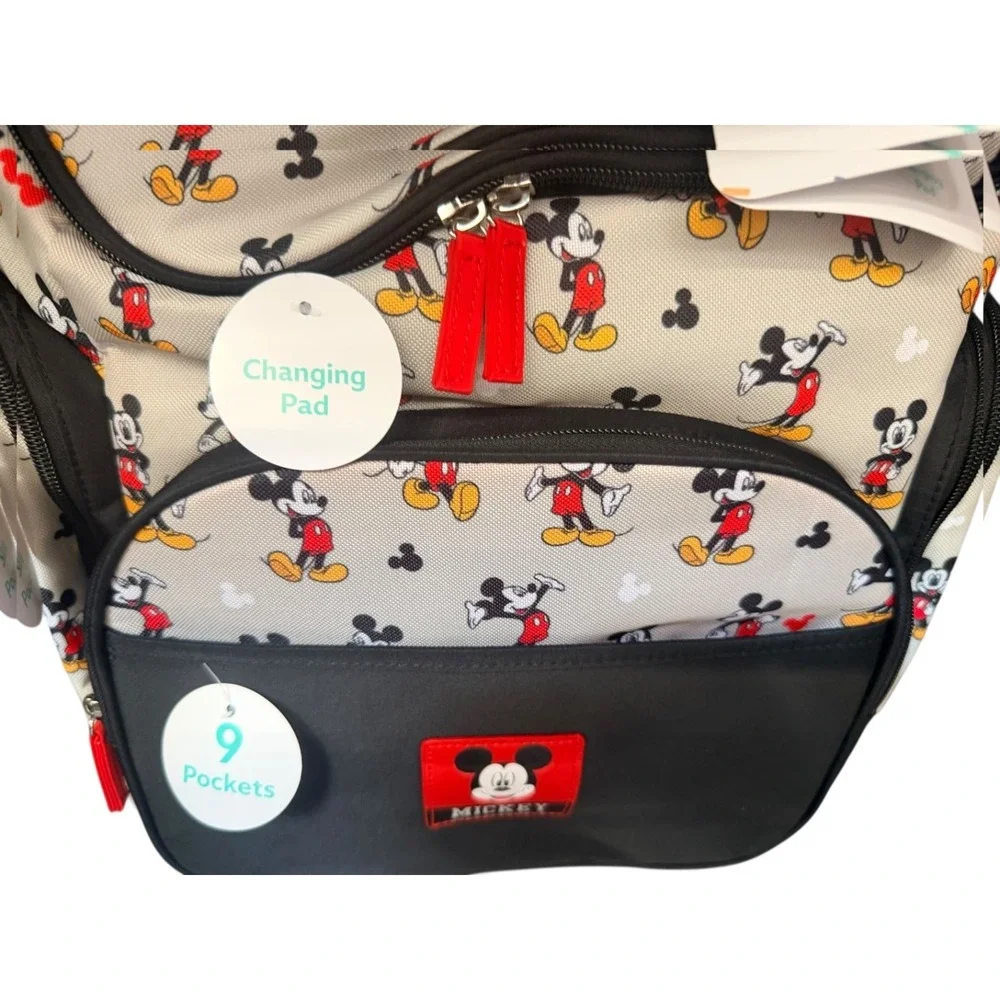 Disney Baby Mickey Mouse Diaper Bag Backpack with‎ Changing Pad 9 Pockets